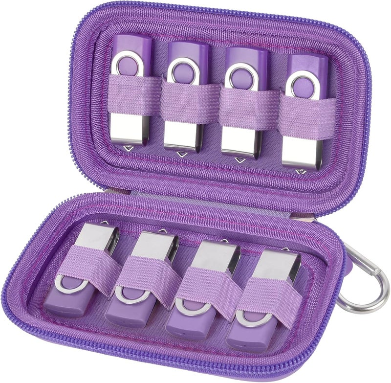 ALKOO USB Flash Drive Organizer Case – Hard Shell Holder for 8 Thumb Drives & SD/Memory Cards – for SanDisk for Samsung - Storage for Students, Photographers & IT Pros– Travel & Office Use – Bag Only-Purple - Image 1